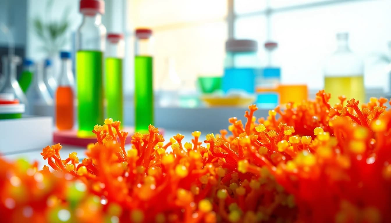 Understand what is astaxanthin made from through a vibrant extraction process in a lab setting.
