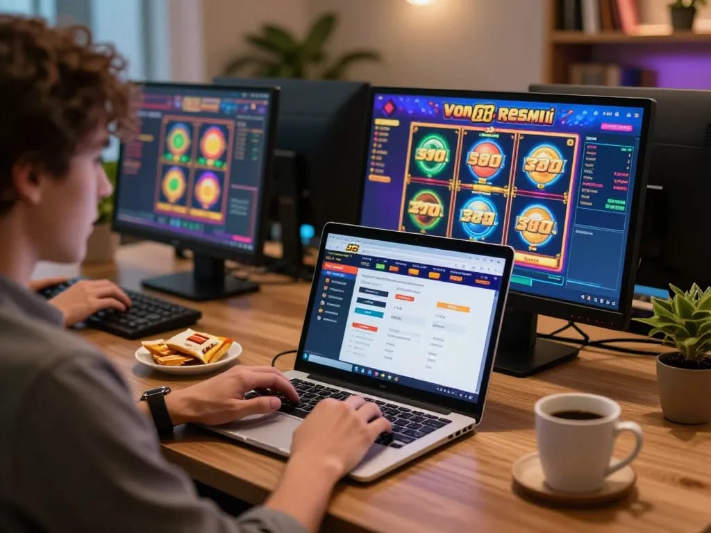 Engaging gameplay experience with slot88 resmi interface on laptop at home.