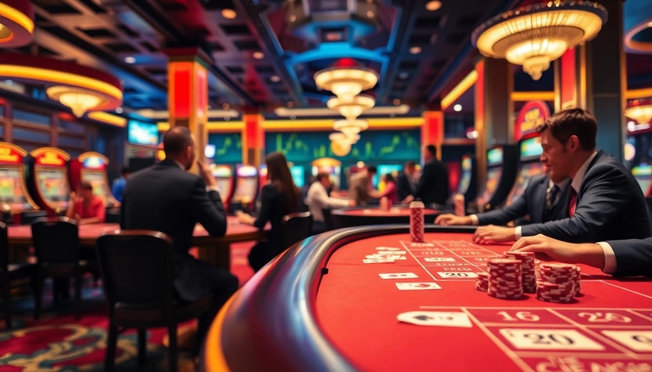 Experience thrilling gameplay at a Non gamstop casino with vibrant gaming tables and engaged players.