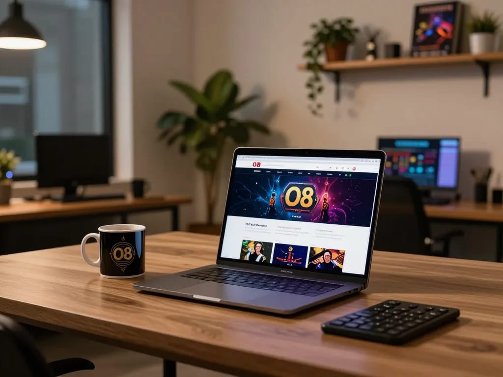 Engaged player placing bets on O8's online casino platform, showcasing a modern gaming setup.