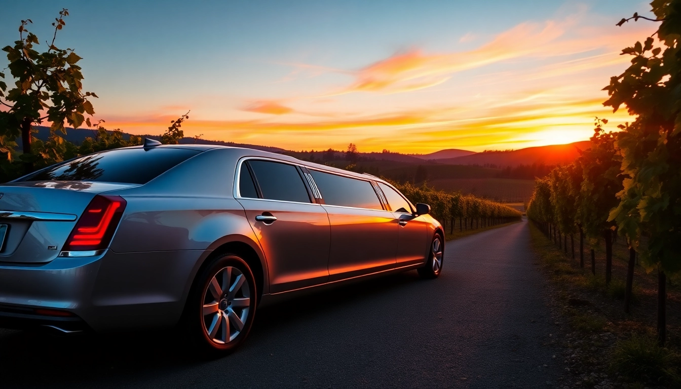 Experience the luxury of a langley wine tour limo amidst stunning vineyards.
