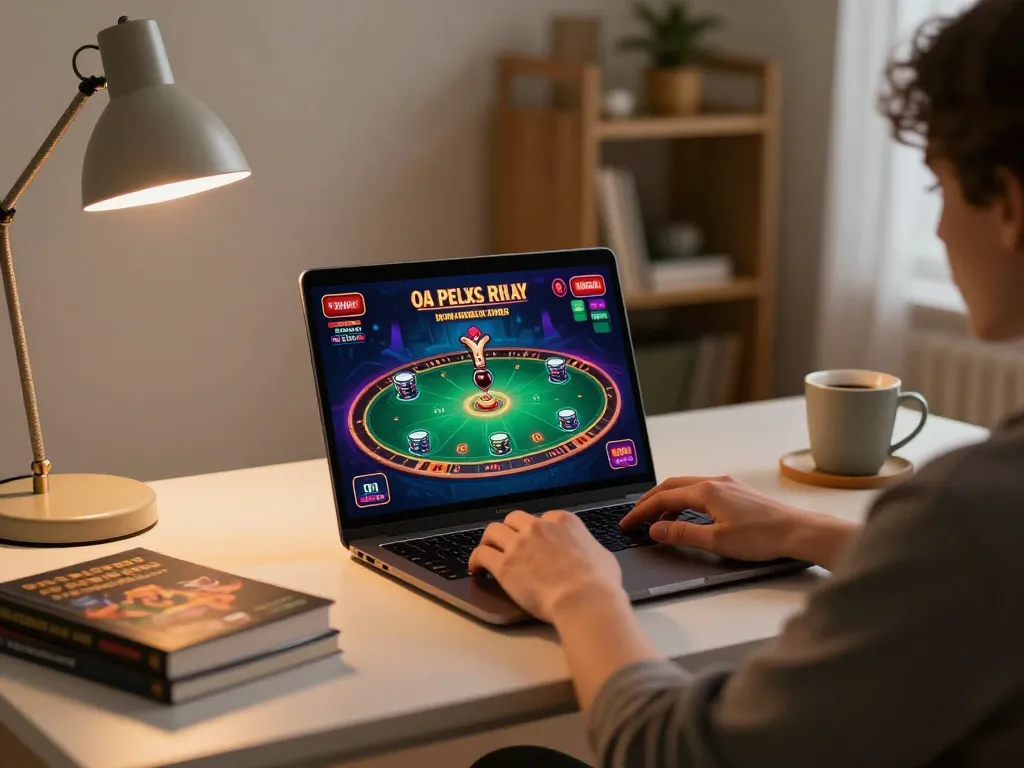 Thabet engaging in strategic online poker gameplay on a modern laptop at home.