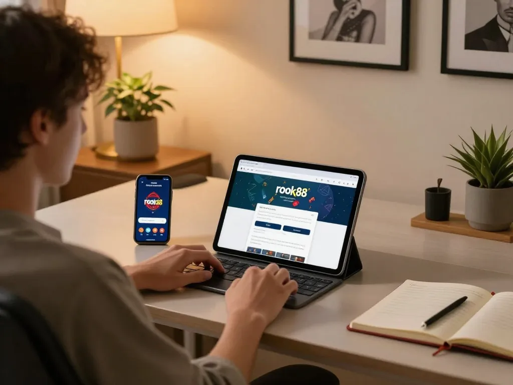 Engage in responsible gaming with the rokok88 login at a cozy home gaming setup.
