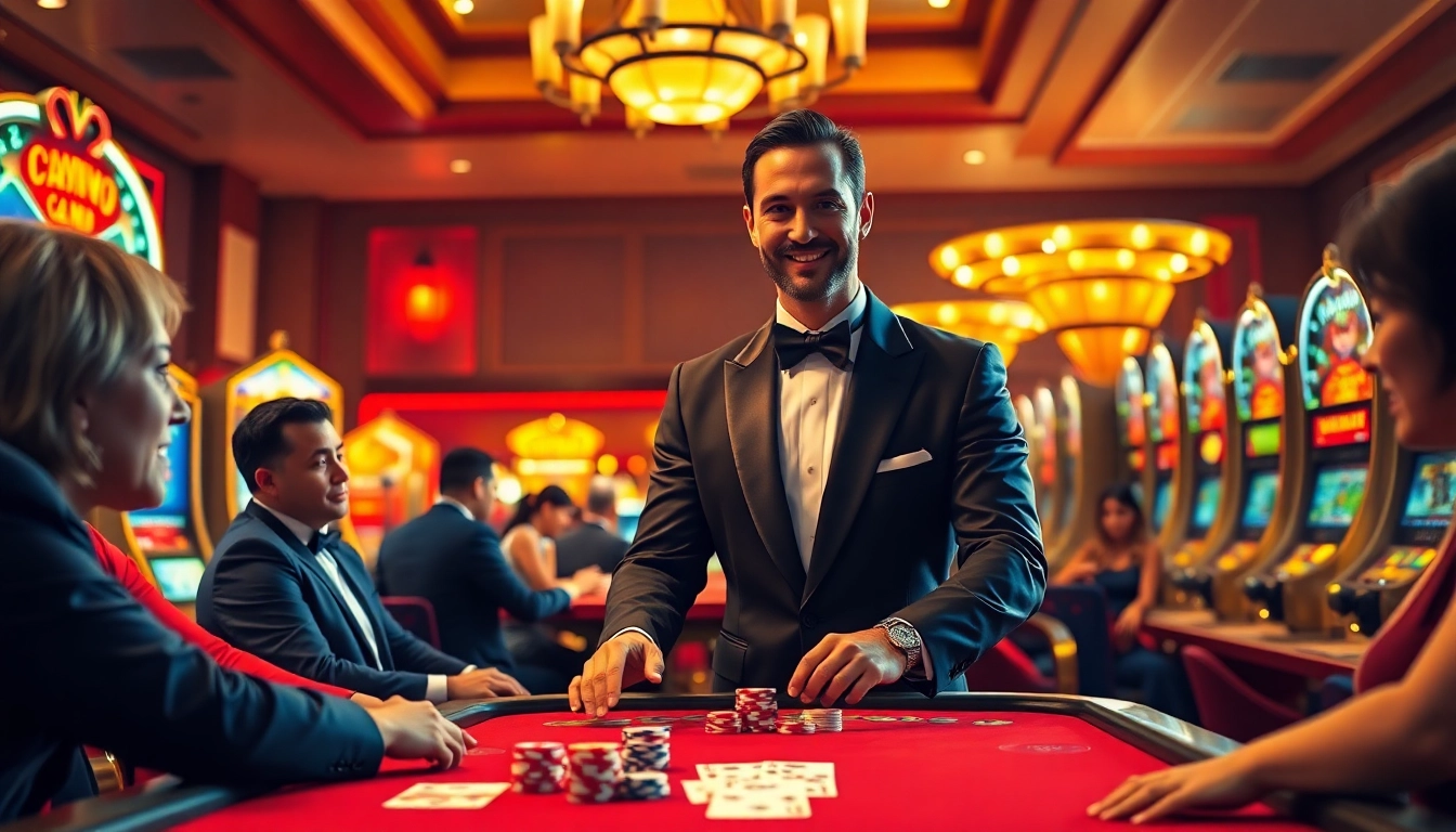 Engage with the Vegas hero at a lively poker table in a luxurious casino setting.