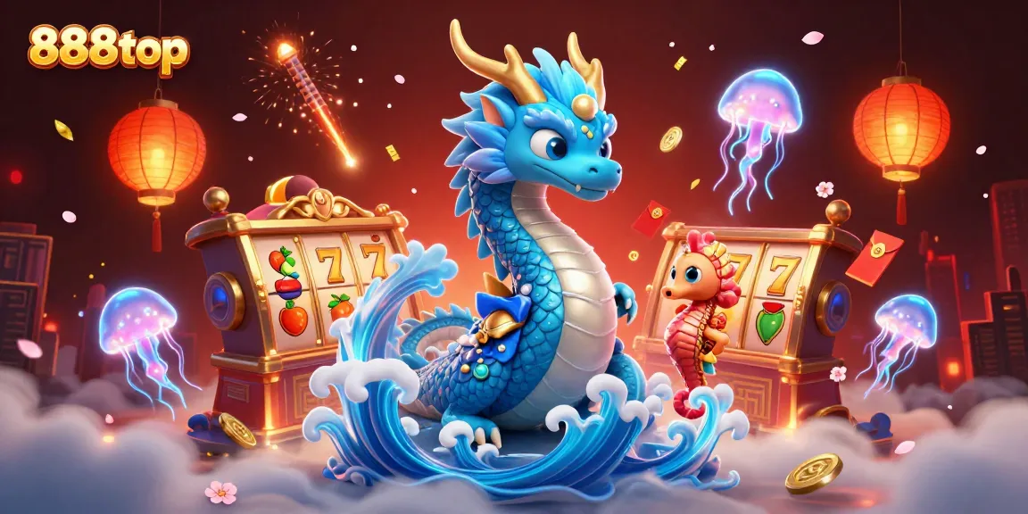 Engage with thrilling slots and games at 888top as vibrant characters illuminate the casino experience.