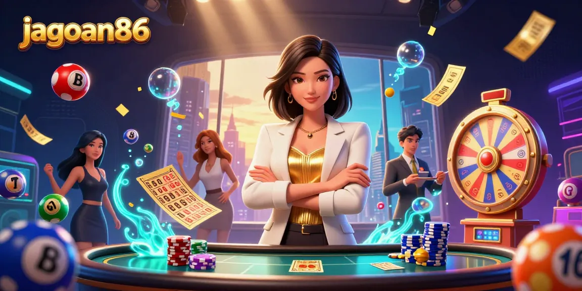 Engage with jagoan86 as you navigate vibrant lottery and casino elements in an exciting digital scene.