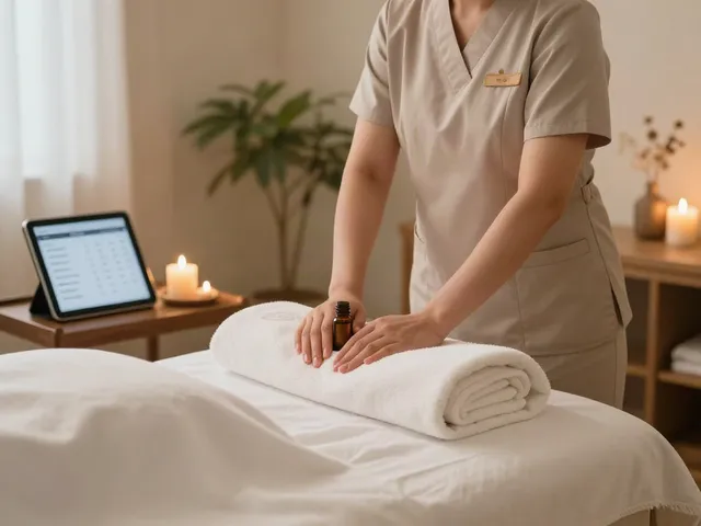 Experiencing a relaxing 왕십리출장마사지 in a serene spa environment with soothing elements.