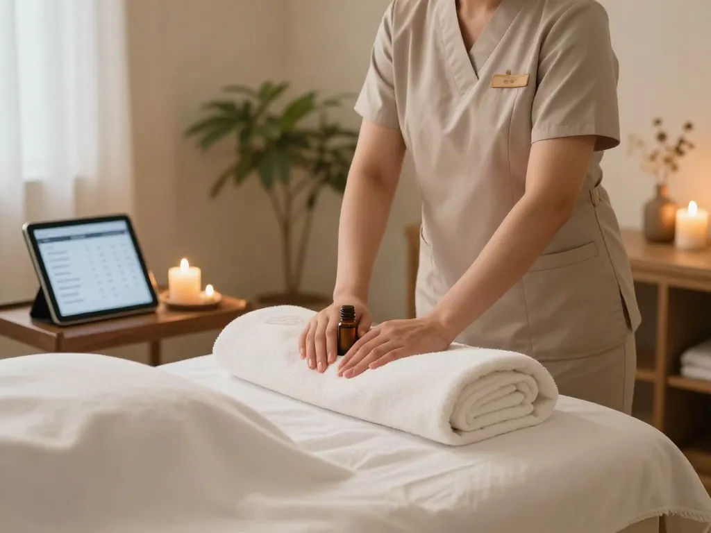 Experiencing a relaxing 왕십리출장마사지 in a serene spa environment with soothing elements.