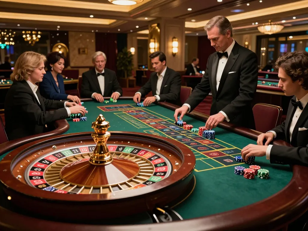 Players engaging in an exciting game of roulette at a casino with da88-style elegance and excitement.