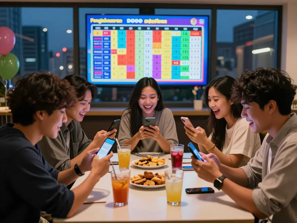 Check Pengeluaran HK numbers in a lively gathering with friends