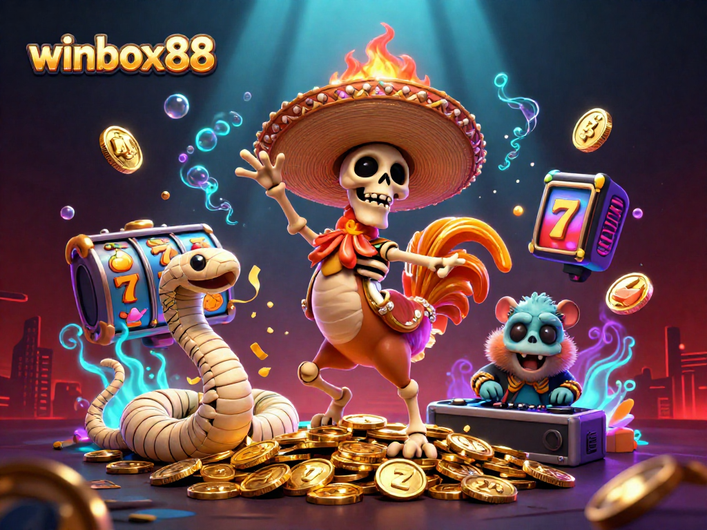 Experience thrilling wins with winbox88 in an engaging casino adventure illustration