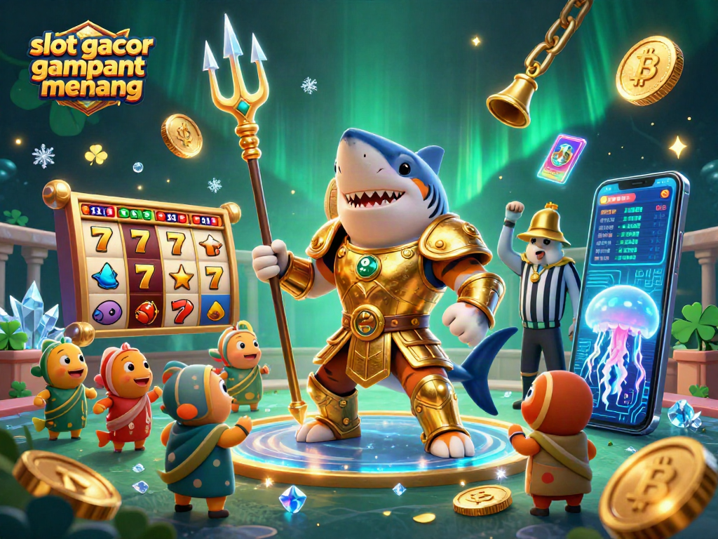 Experience the thrill of winning with slot gacor gampang menang in a lively underwater casino scene.