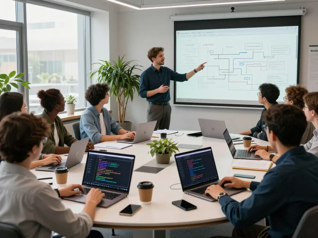Moltbot AI developers collaborating on projects in a modern workspace, showcasing proactive features.