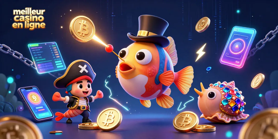 Découvrez le meilleur casino en ligne avec l'illustration animée d'un poisson-lanterne, une crevette pirate et un escargot précieux.
