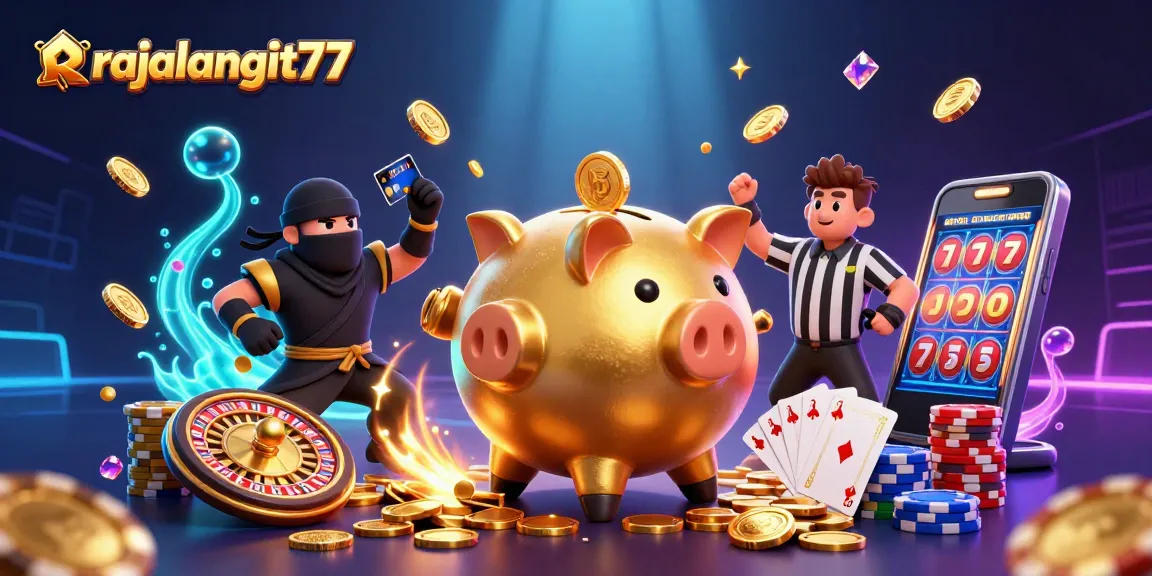 Mengguncang koin emas dengan rajalangit77, ilustrasi kasino yang menarik dan penuh aksi