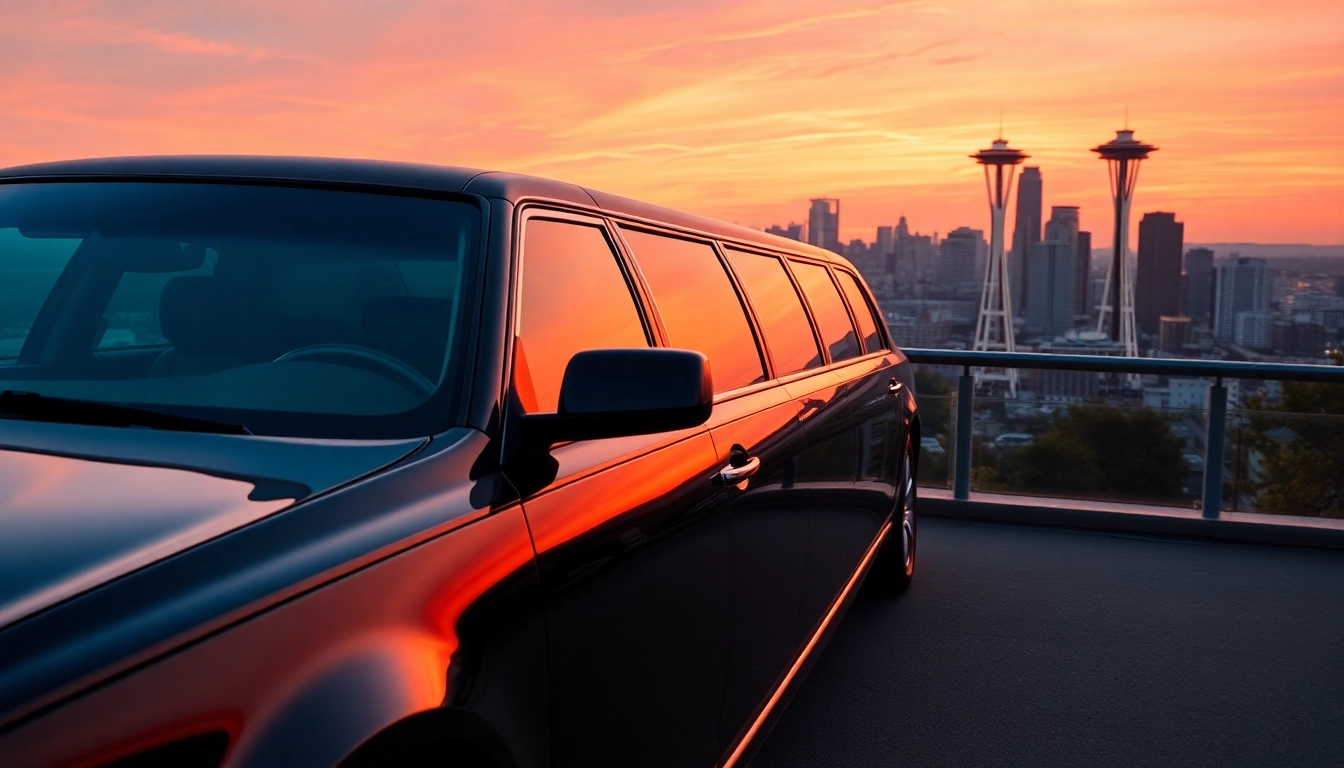 Ride in a luxurious limo from seattle to vancouver, showcasing elegance against a scenic skyline.