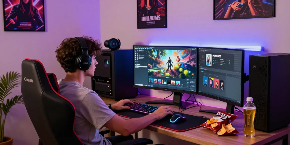 Playbook88 gaming enthusiast engaged in an exciting online session at a vibrant home workspace.