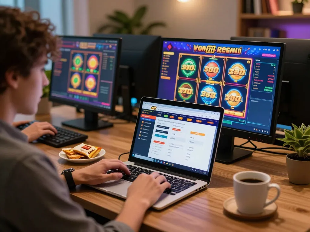 Engaging gameplay experience with slot88 resmi interface on laptop at home.