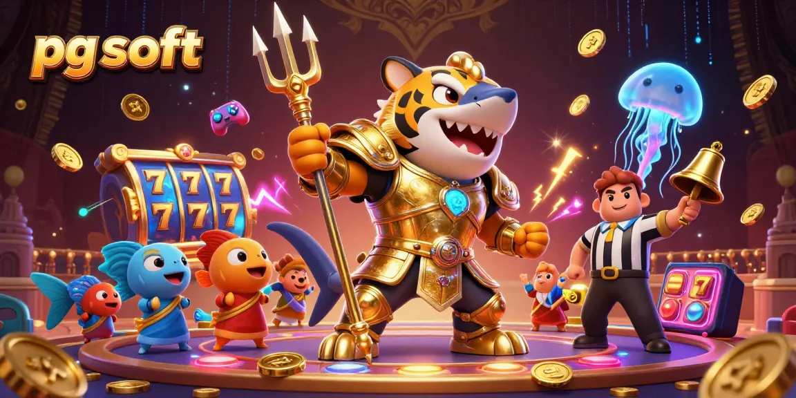 Engage with the vibrant pg soft slot games featuring a fierce tiger shark in a dynamic casino scene.