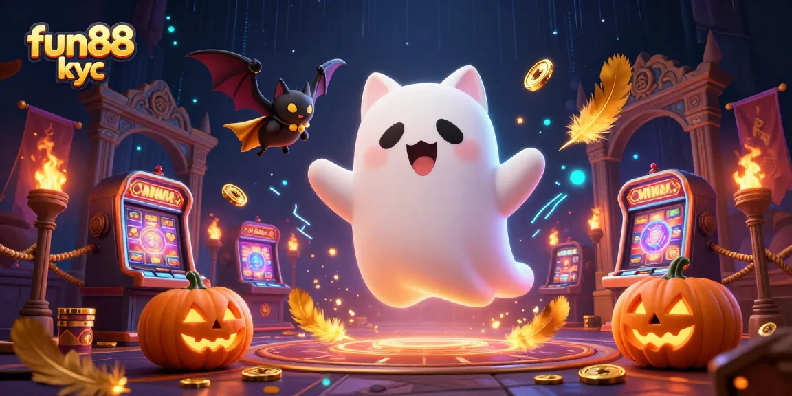 Khám phá thế giới fun88 kyc với hình ảnh của mèo ma, dơi của nhà cái Fun88 trong casino đầy màu sắc.