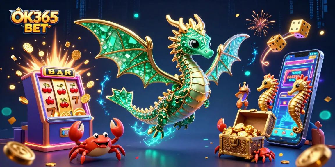 Spin to win big with OK365 BET in this vibrant 3D casino illustration.