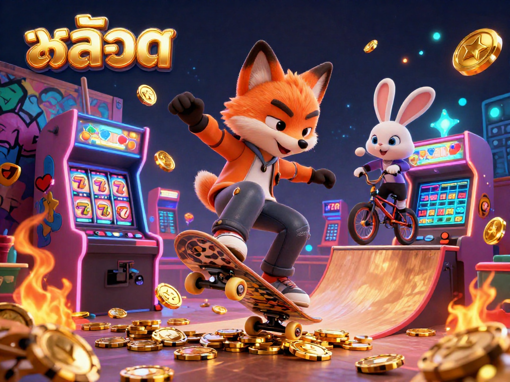 Engage with thrilling สล็อต gaming adventures in a colorful 3D casino scene showcasing playful characters.