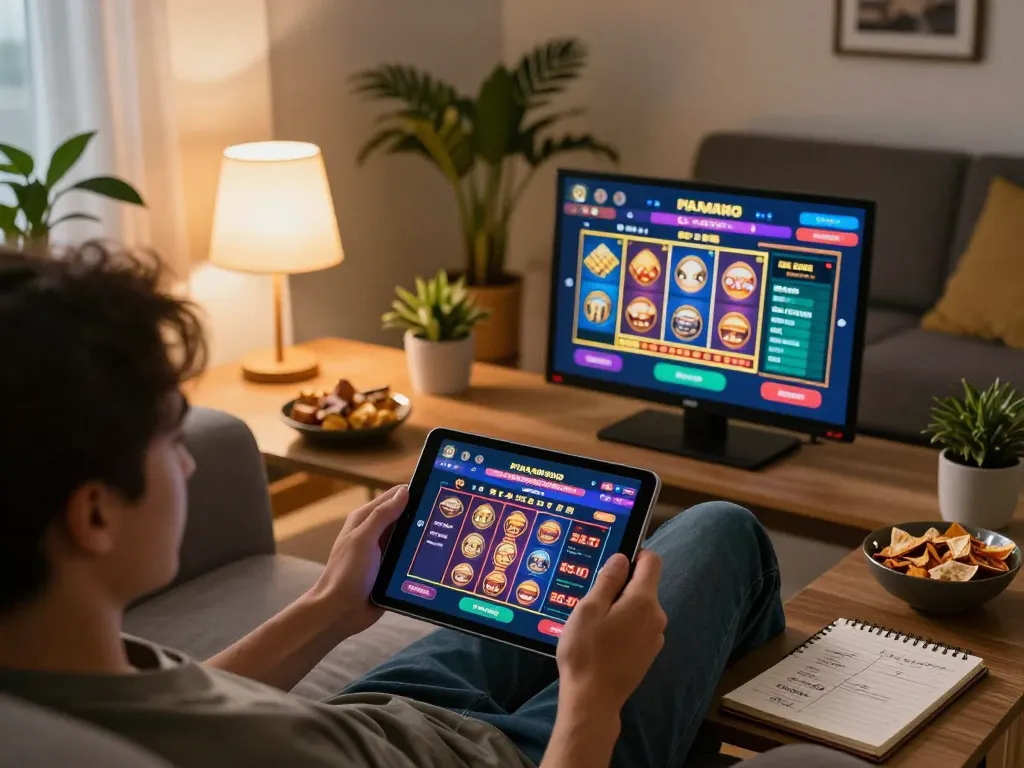 Experience thrilling gameplay with XN88 by playing casino games on a cozy tablet setup.