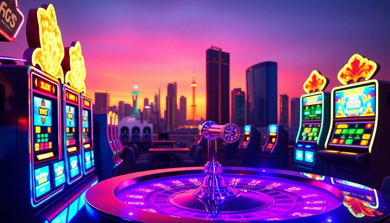 Engaging Vegas hero illustrating excitement in a captivating online casino environment.