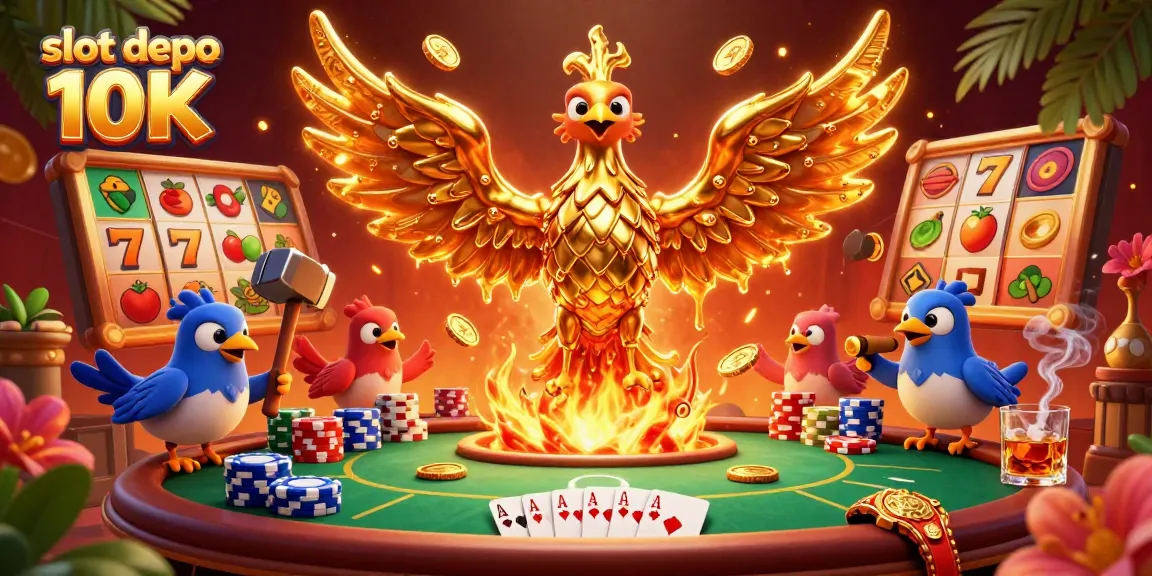 Experience the excitement of slot depo 10K with molten golden phoenix and vibrant casino elements.