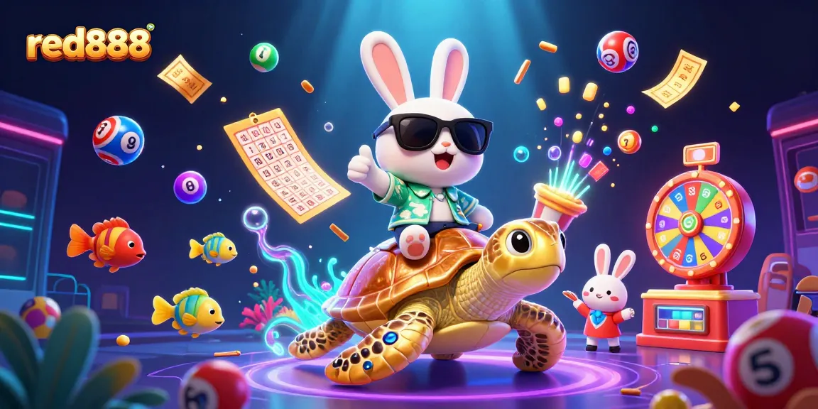 Experience the vibrant gaming excitement with red888's colorful scene featuring a lucky rabbit and golden turtle.