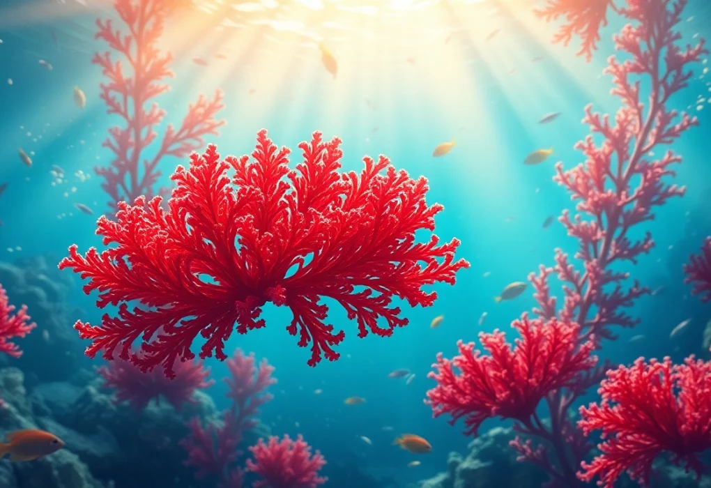 What is astaxanthin made from: vibrant algae in a serene underwater setting, showcasing natural beauty.